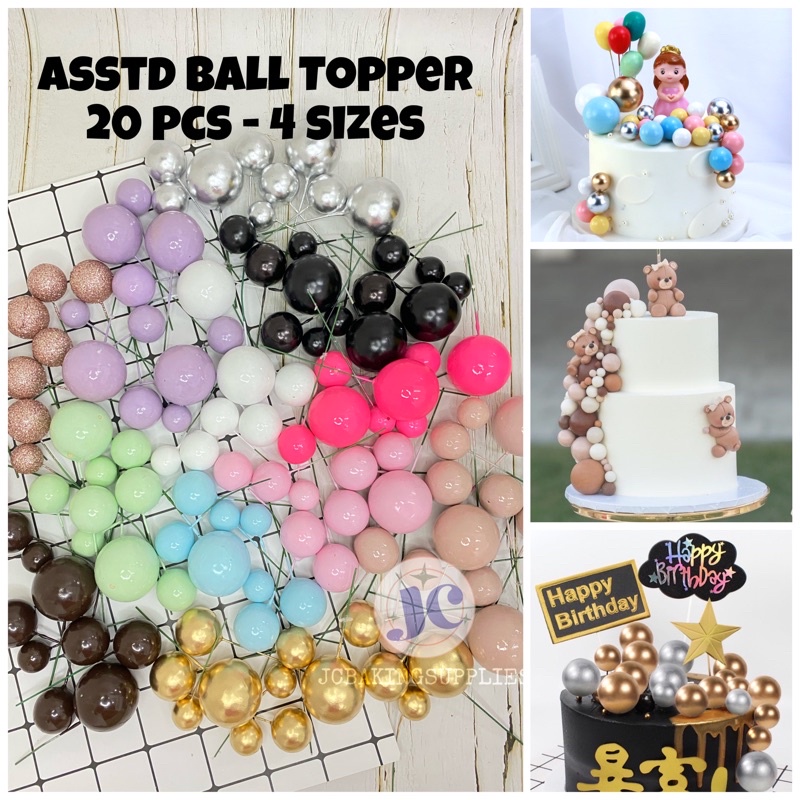 20pcs Gold Balls Silver Balls Cake Topper Cake Decorating Balls Party
