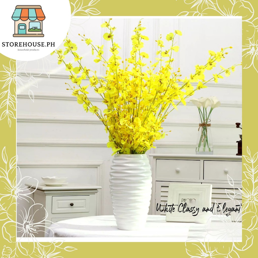 SH.PH Long White Round Plastic Flower Vase Flower Pots Shopee Philippines