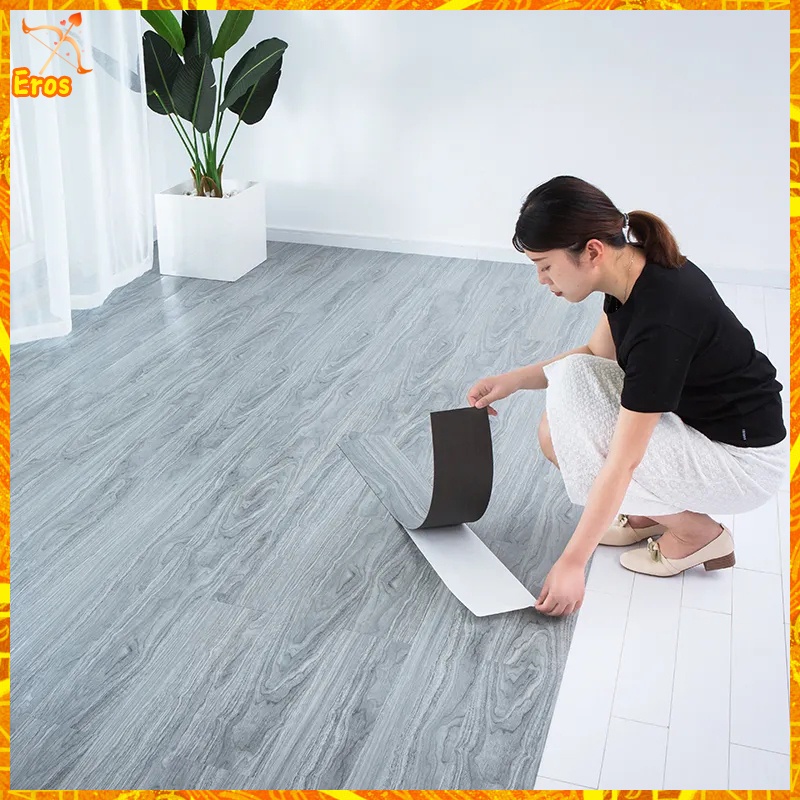 3D vinyl Wood Grain Floor Stickers Modern Style PVC vinyl tiles Waterproof Self adhesive 91x15cm