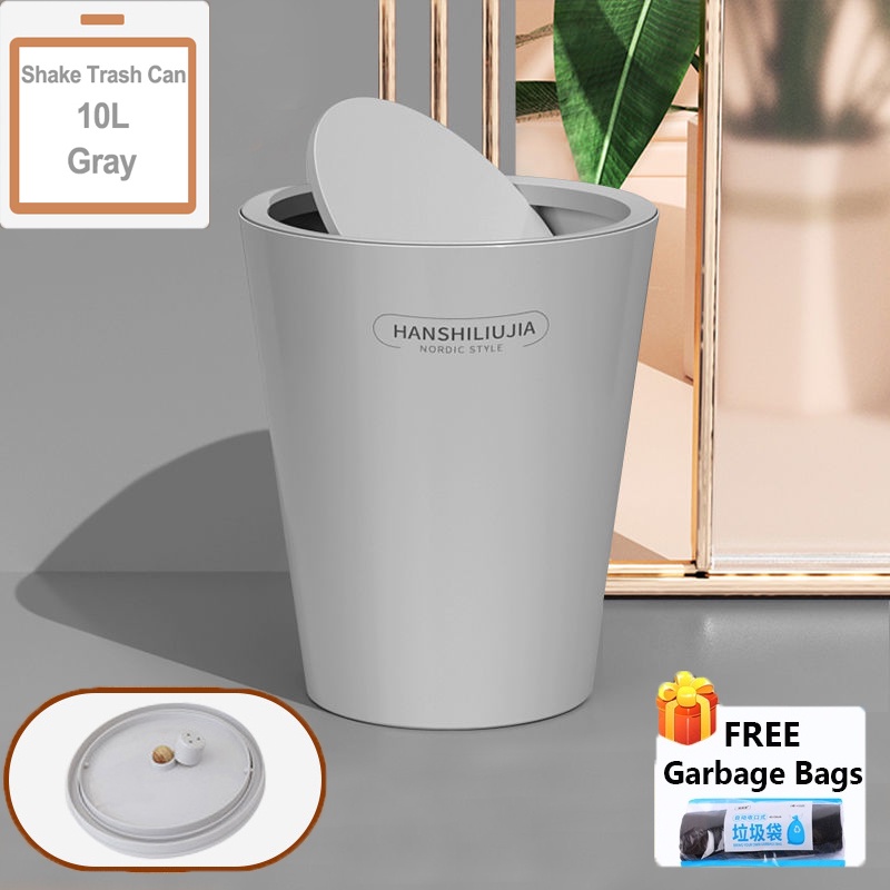 CHIT Shake Lid Trash Can for Kitchen Nordic Style Trash Bin Trash Can
