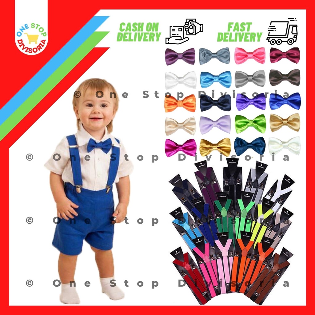 [2 in 1] Bow Tie + Suspender Groomsman Bearer Wedding Formal Attire