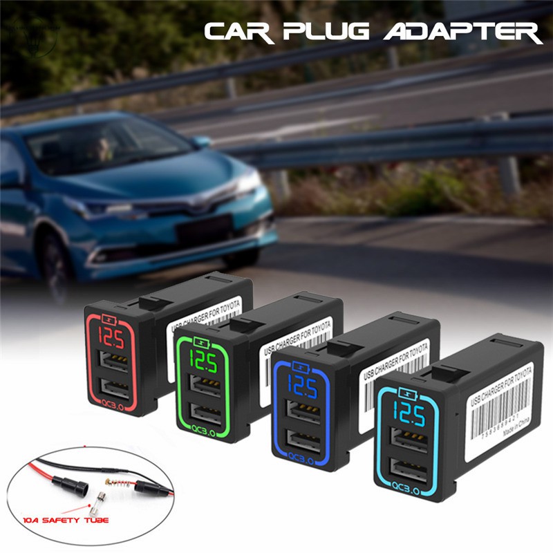 DG Dual USB Quick QC3.0 Adapter Car Charger With LED Display Phone Auto Vehicle CarCharger For