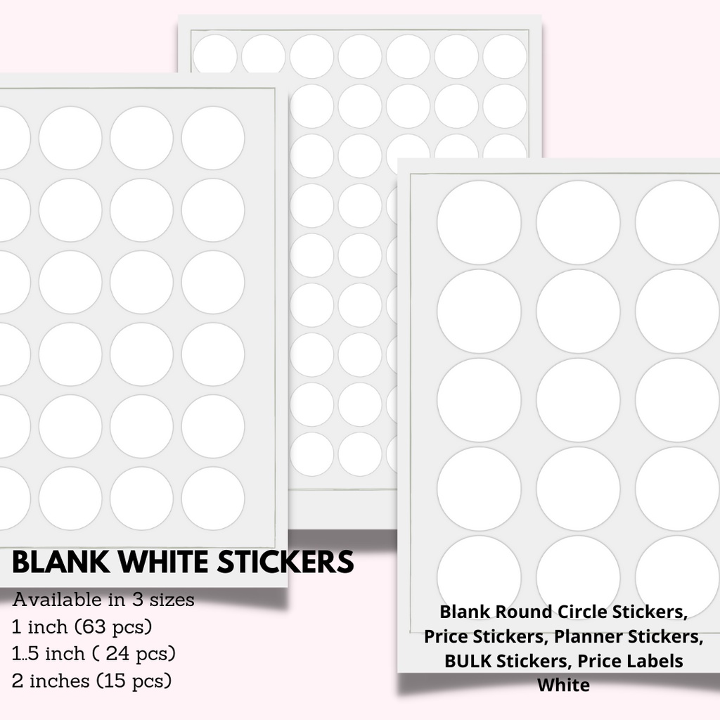Blank White Stickers White Circle Square Rectangle Blank Sticker Labels Multi Shape Size
