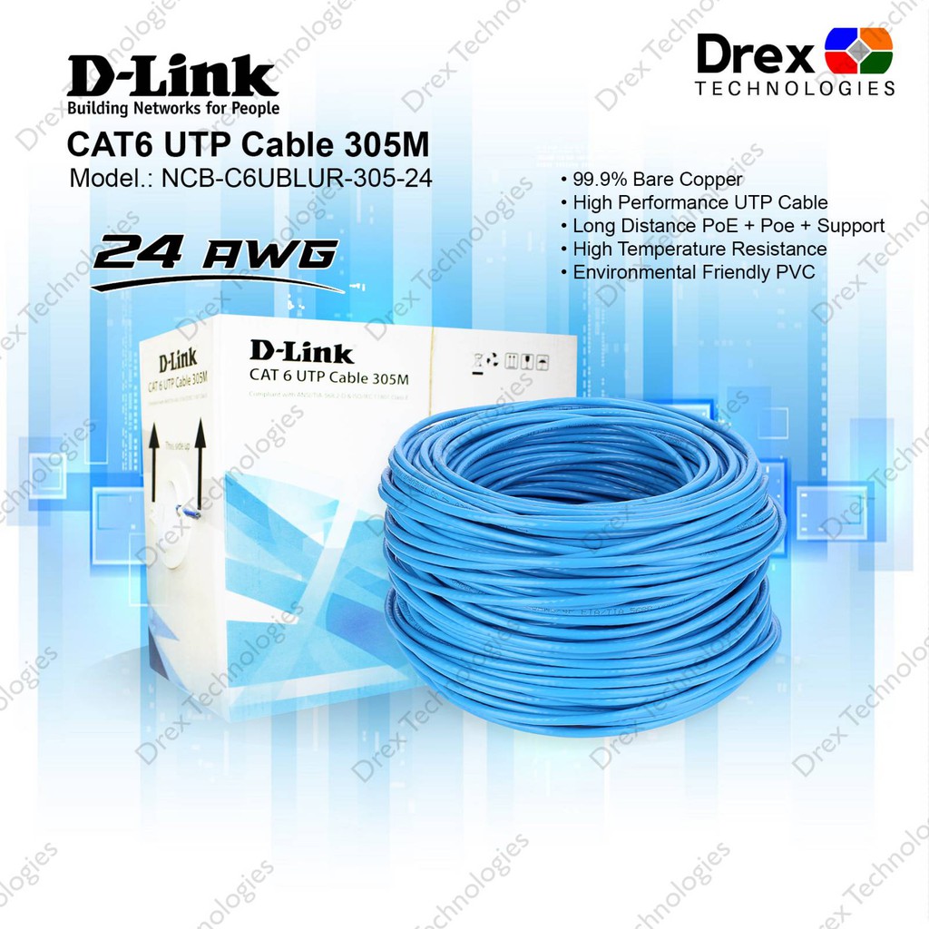 305M DLink Cat6 24AWG UTP Cable Pure Copper Shopee Philippines