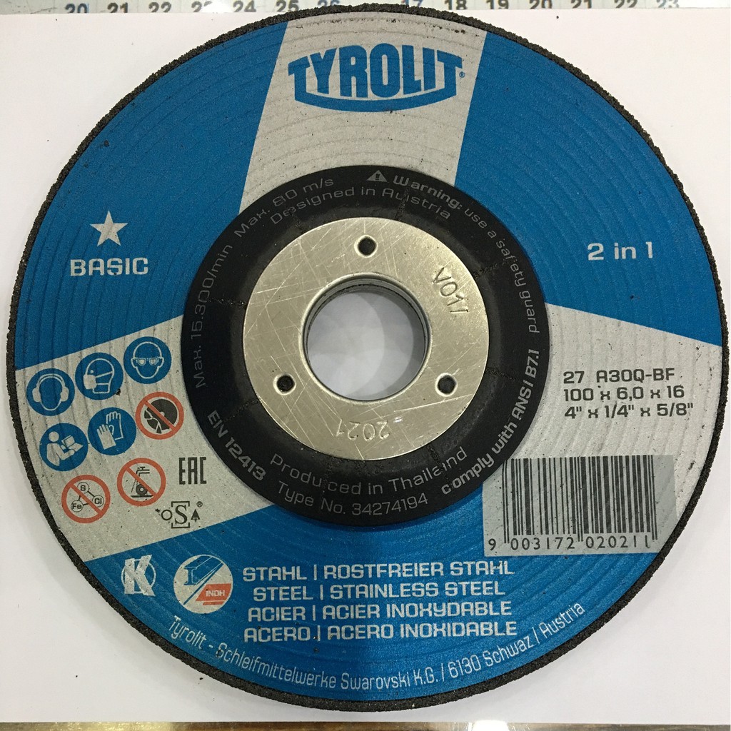 Tyrolit Grinding Disc Original ( 10 PCS / BOX)100 x 6 x 16MM Shopee Philippines