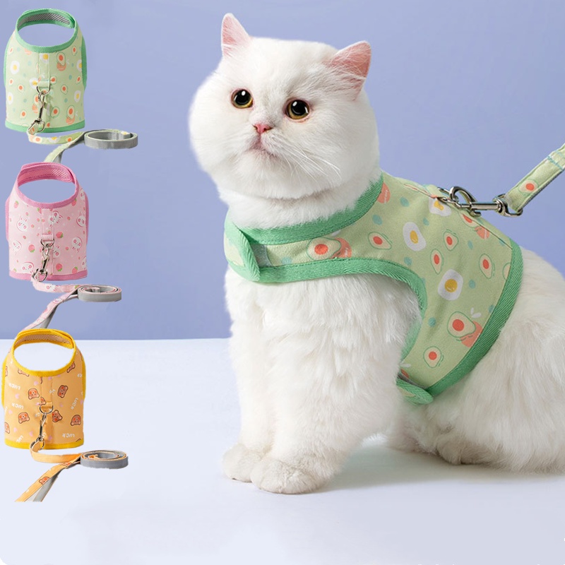 Fruit print breathable pet leash harness / vest style cat leash/cat