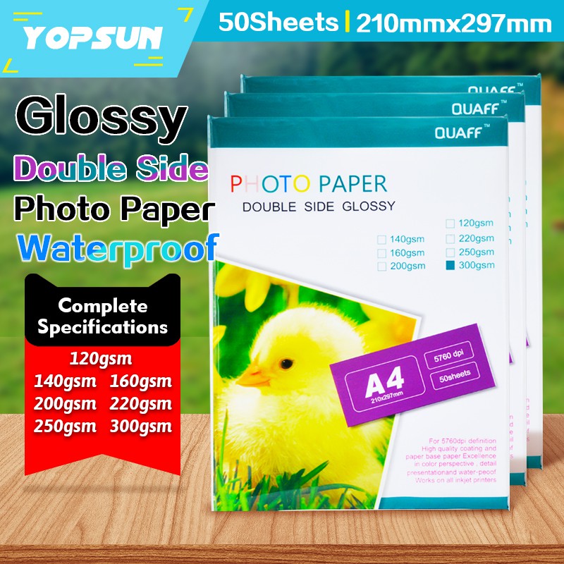 QUAFF Double Side Photo Paper Glossy A4 Size (120Gsm300Gsm) 50Sheets