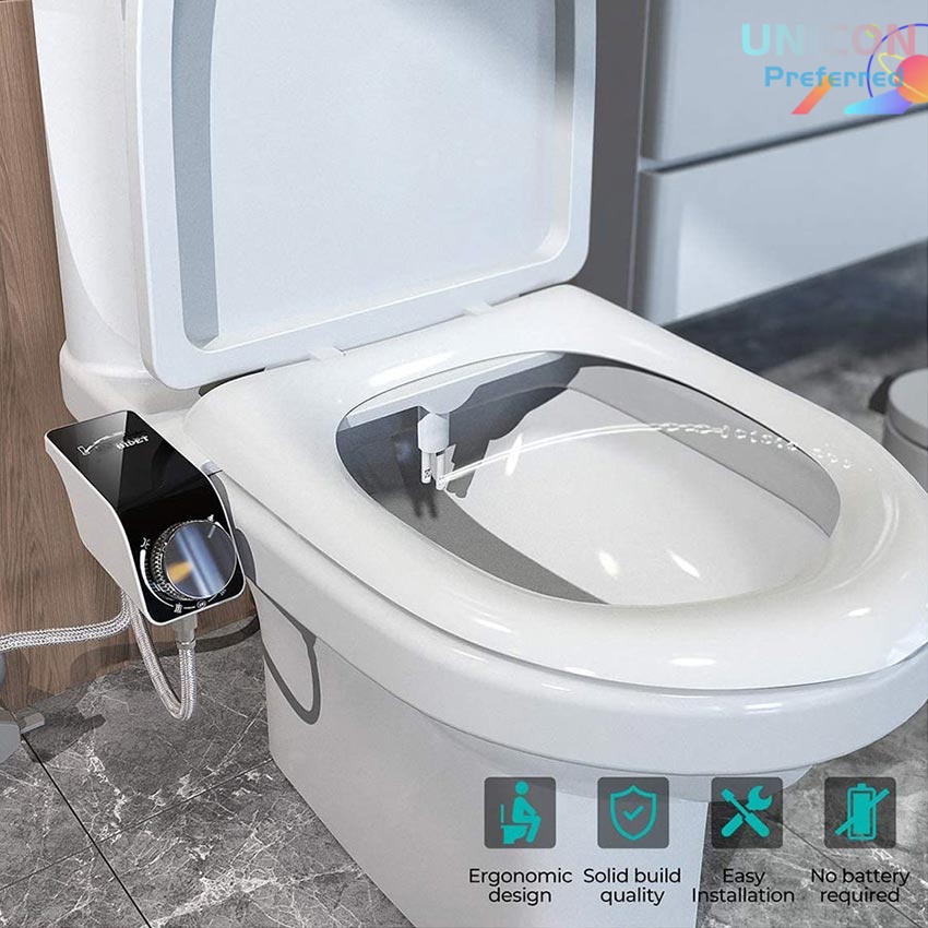 Bathroom Non Electric Bidet Set Dual Nozzle Toilet Water Spray Seat