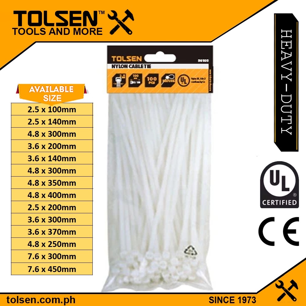Tolsen Industrial White Nylon Cable Tie 100 300mm Shopee Philippines