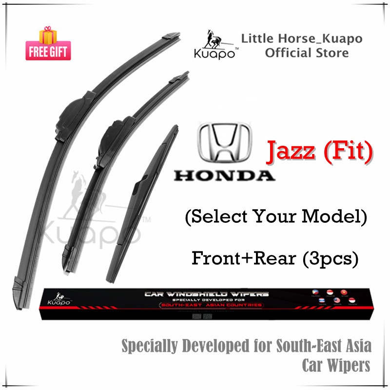 (Front+Rear 3pcs) Honda Jazz (Fit) Wiper Blade Set for (Select Your Model) Car Window Wipers