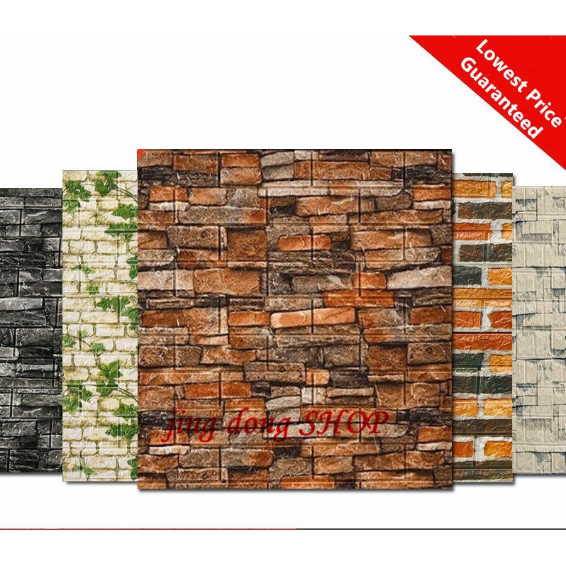 70CMX77CM 3D Brick wall stickers Decor Foam wall paper adhesive