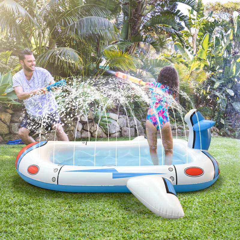 Inflatable Kiddie Pool Sprinkler Cute 3 in 1 Summer Splash Pad Kiddie Pool Swimming Pool PVC