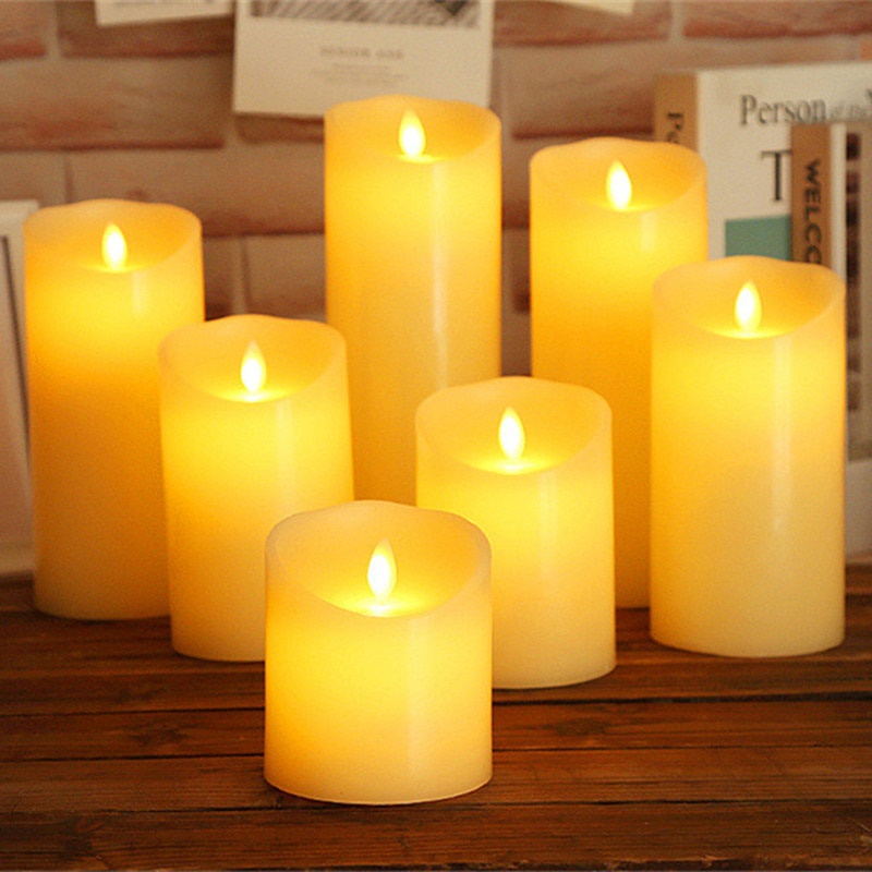 LED Flameless Candle Light Real Paraffin Wax Pillars with Realistic