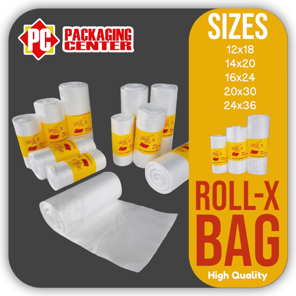 RollX Plastic Roll Bag 12x18, 14x20, 16x24, 20x30, 24x36, Pc Packaging