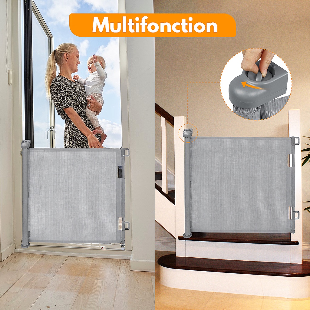 Retractable Baby Safety Gate Child Barrier Extra Wide Mesh Safety Door