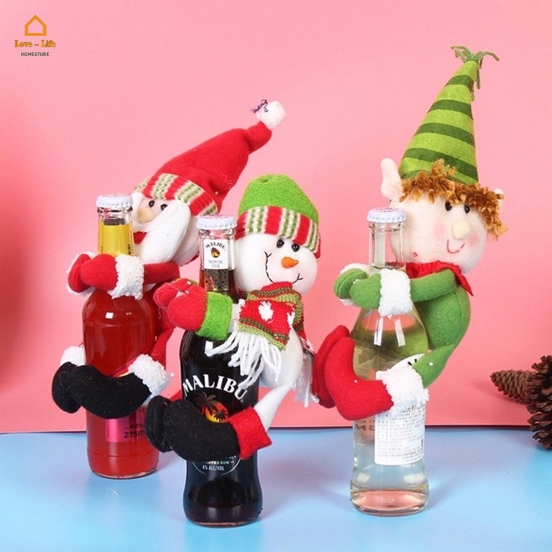 [Precious] Cute Christmas Wine Bottle Cover/ Santa Snowman Plush Doll