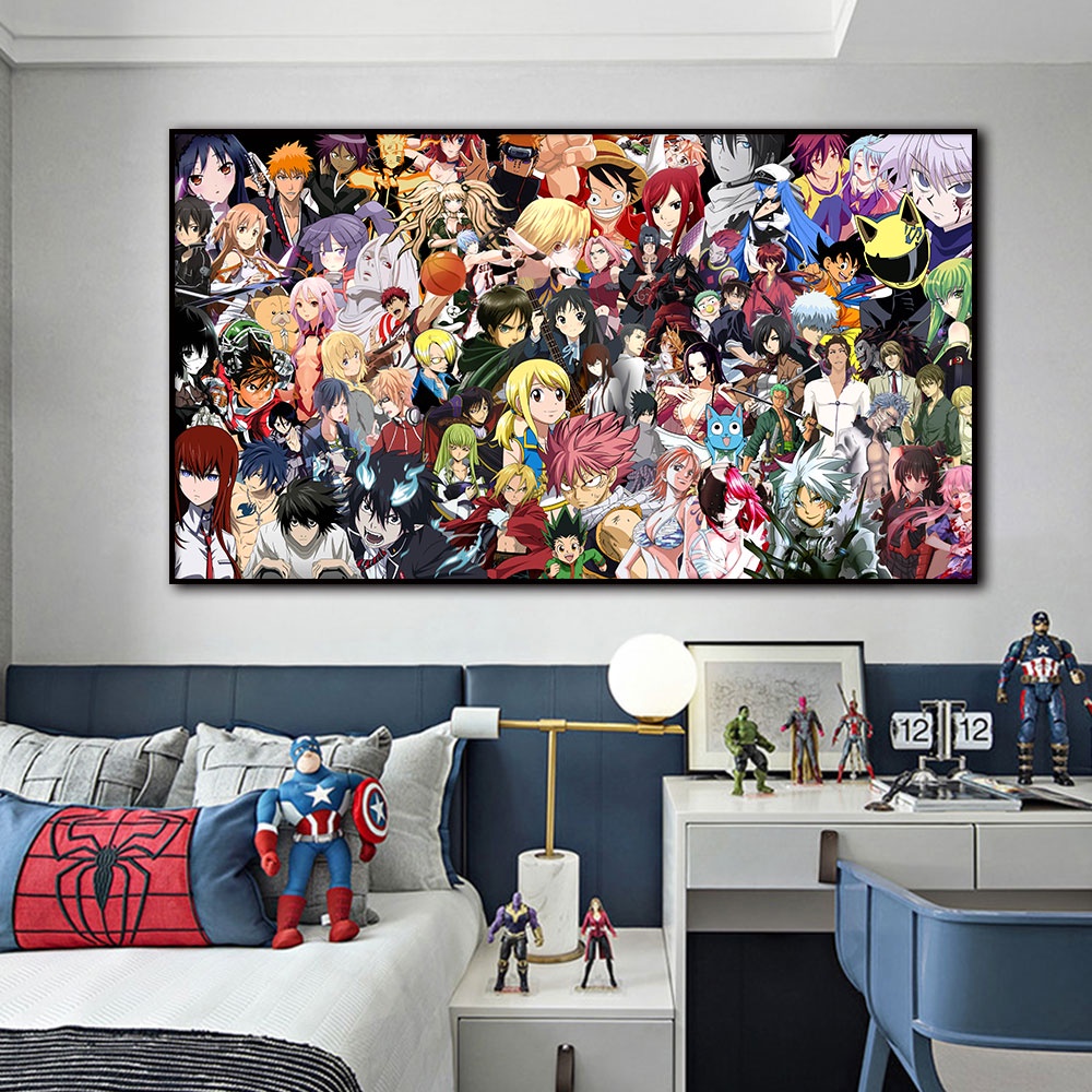 Customize 5 Panel Anime Collection Full Characters Canvas Painting HD