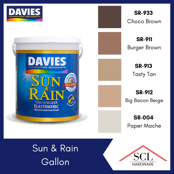 DAVIES Sun & Rain WHITE / BLACK / GRAY / BROWN 4 Liters / 1 Gallon