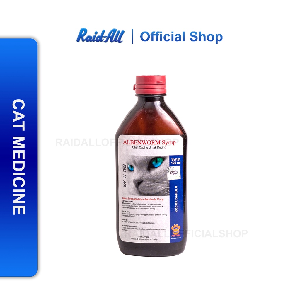 Raid ALL Albenworm Suspension Cat Worm Medicine 120ml Shopee