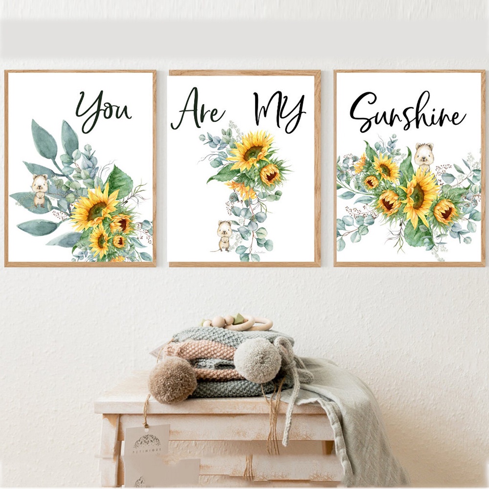 Sunflower Wall Art You Are My Sunshine Canvas Posters Nursery Kitchen