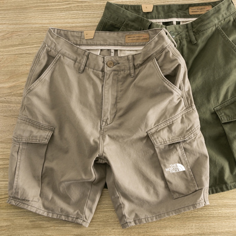 The North Face Overalls Shorts Male Ami Khaki Loose Straight Trendy