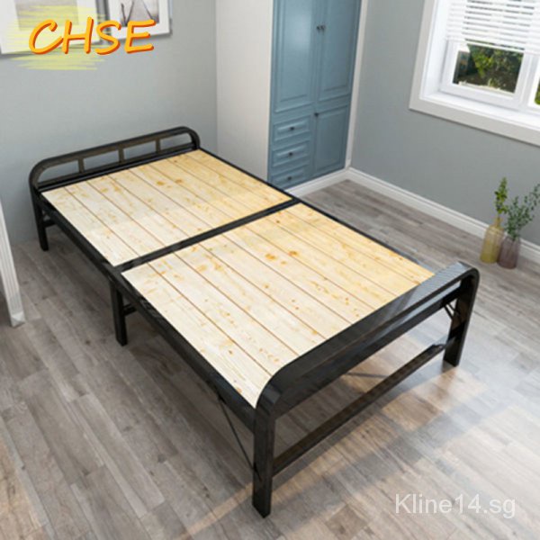 home lifeFolding Bed Solid Wood Bed Board Simple Nap Chaperone Bed Iron