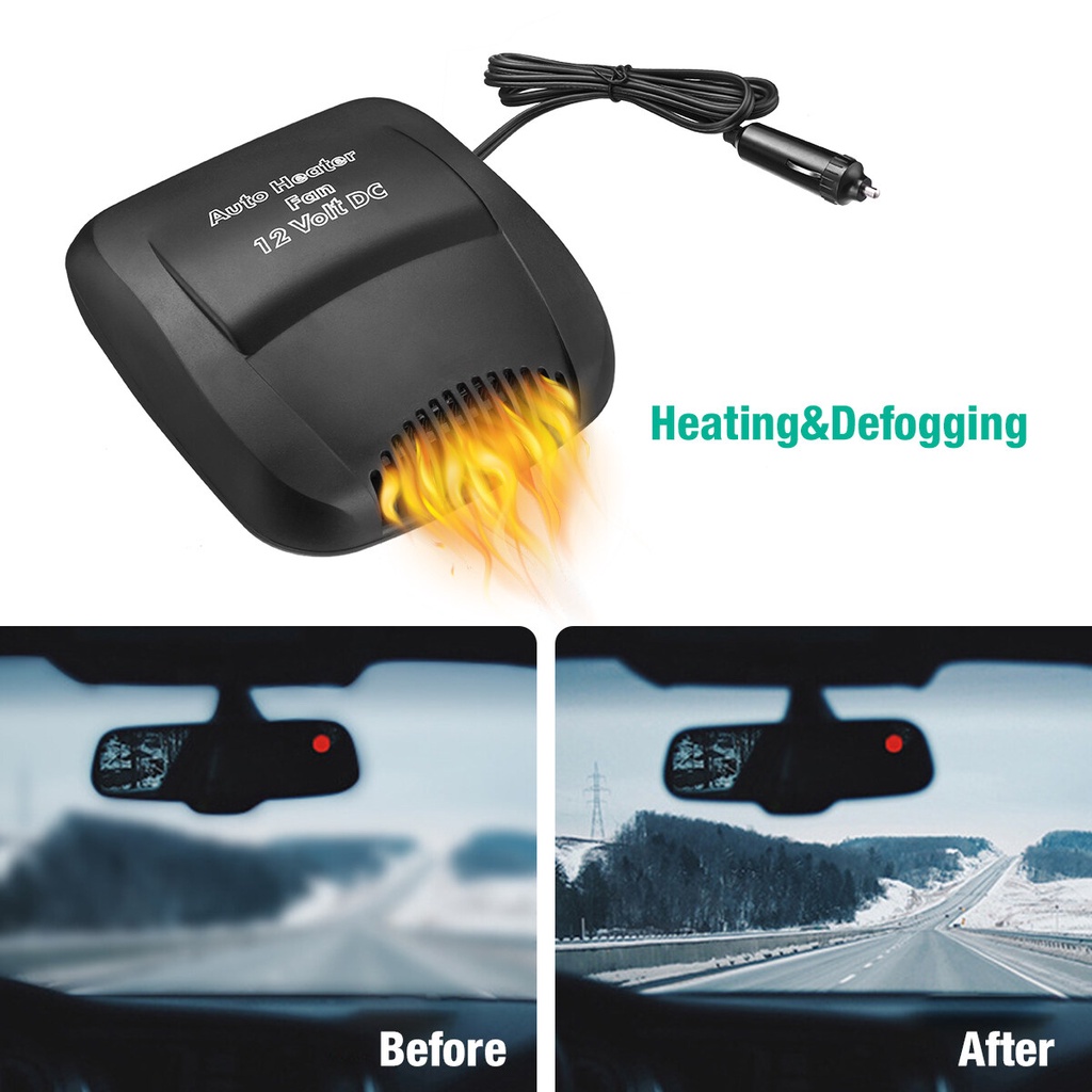 150W 12V Electric Cooler Car Fan Portable Demister Heater Cooler