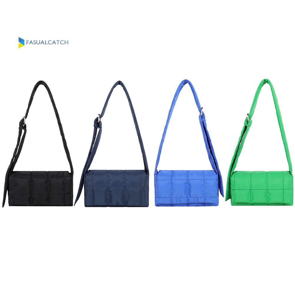 [226]Women Nylon Cotton Padded Crossbody Bag Winter Solid Color