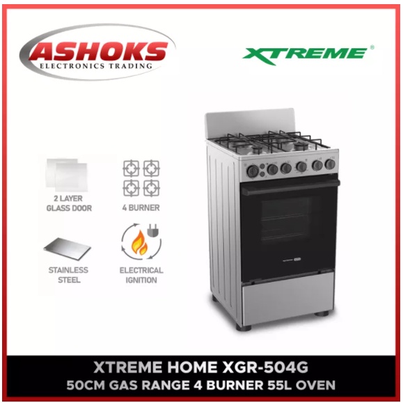 XTREME XGR504G Gas Range / 4 Burner 55L Oven Free Standing Stainless