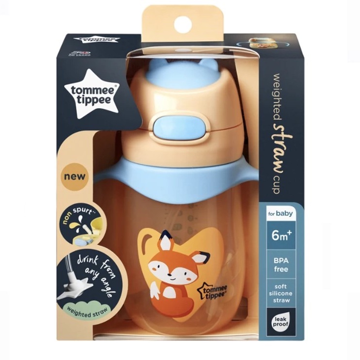 Tommee Tippee Weighted Straw 2 Handle Cup (240 ml) Fox Shopee