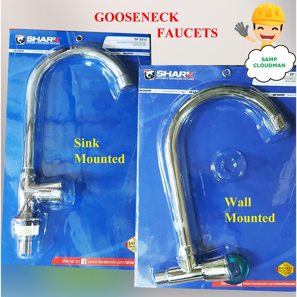 Shark Gooseneck Lavatory Faucets Wall or Sink Mounted Kitchen Lavatory