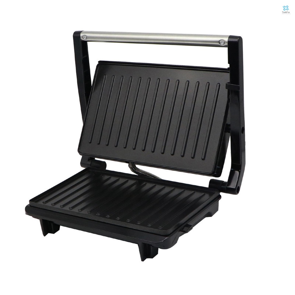 QIld Elife Electric Indoor Grill, Griddle Press, Opens Flat to Double Cooking Space, Reversible