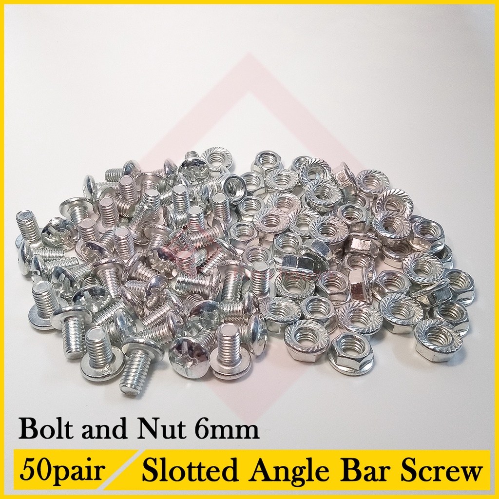Slotted Angle Bar Screw Bolt and Nut 6mm Cross Screw and Corner Plate White 3inch Shopee