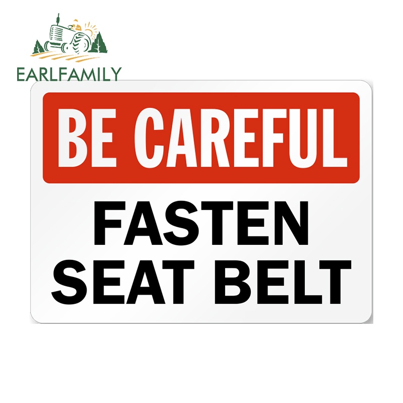 EARLFAMILY 13cm x 9.3cm Fasten Your Seat Belt Warning Sticker Car