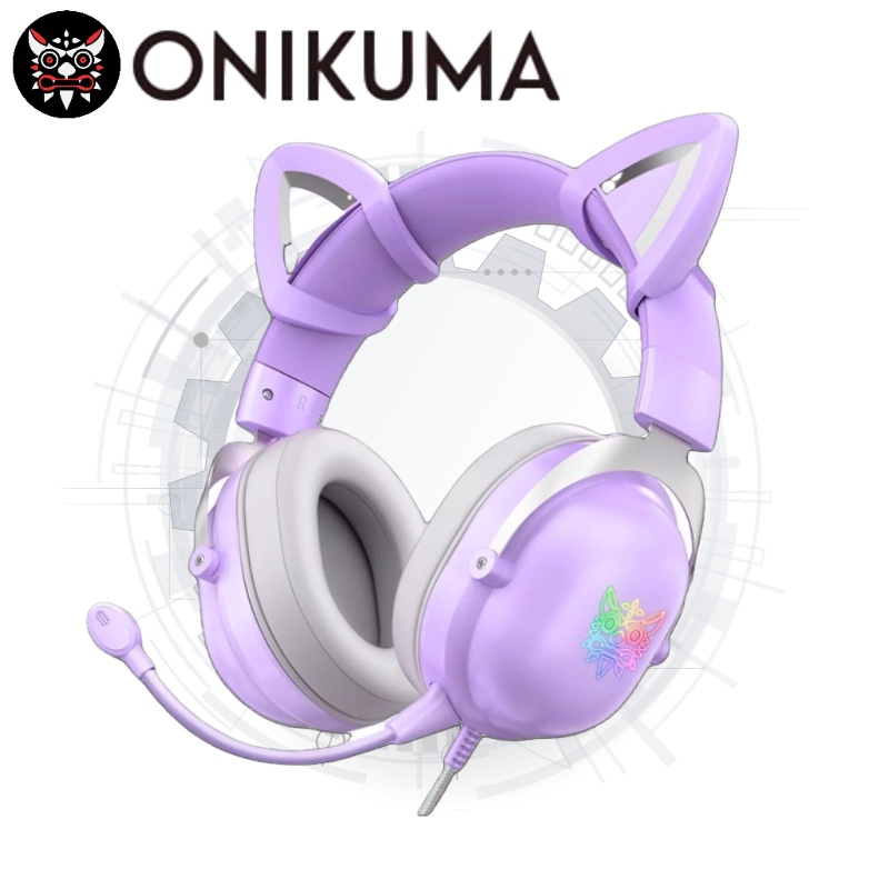 Onikuma X11Anchor Same Style Purple Cat Ears Headphone HeadMounted