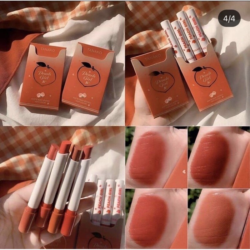J&r Thailand Original Tanako Peach Lipstick 4color Long Lasting Matte