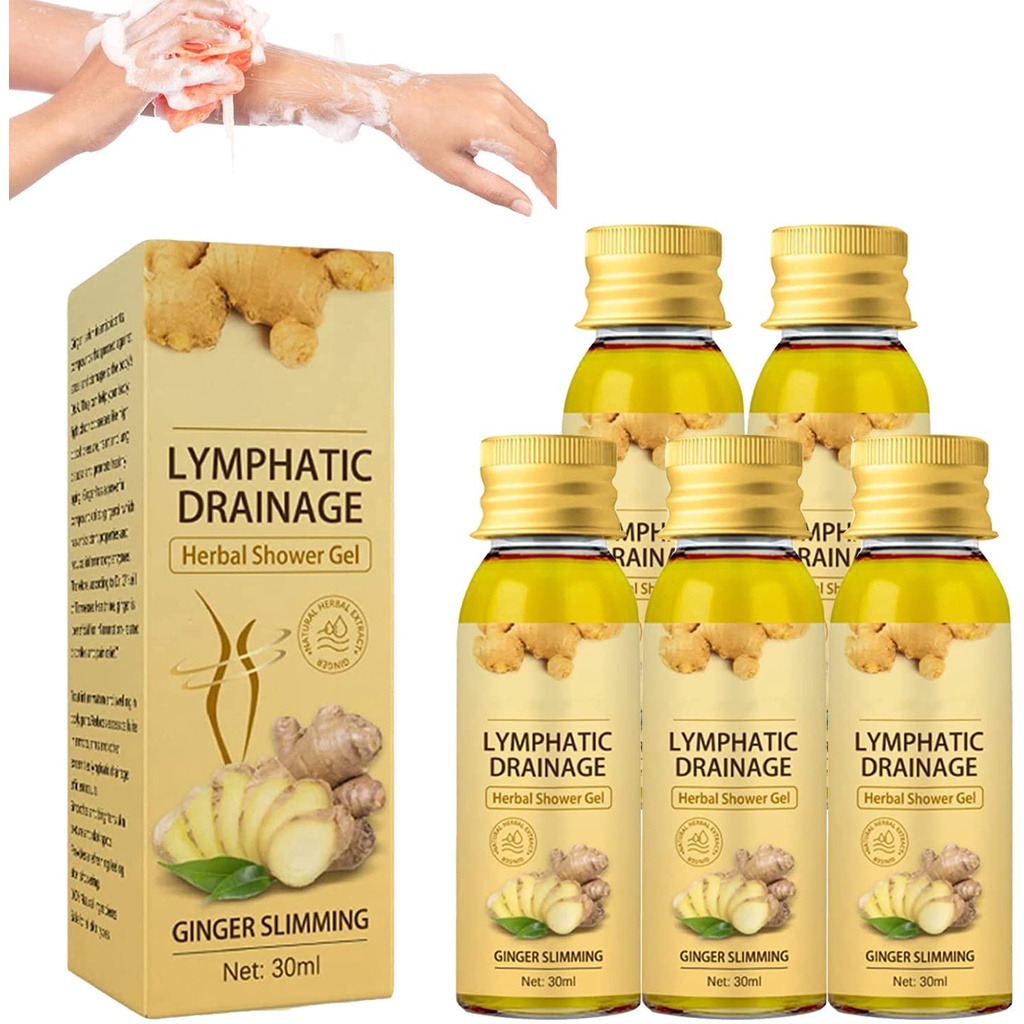 Lymphatic Drainage Herbal Shower Gel, Ginger Lymphatic Drainage Shower