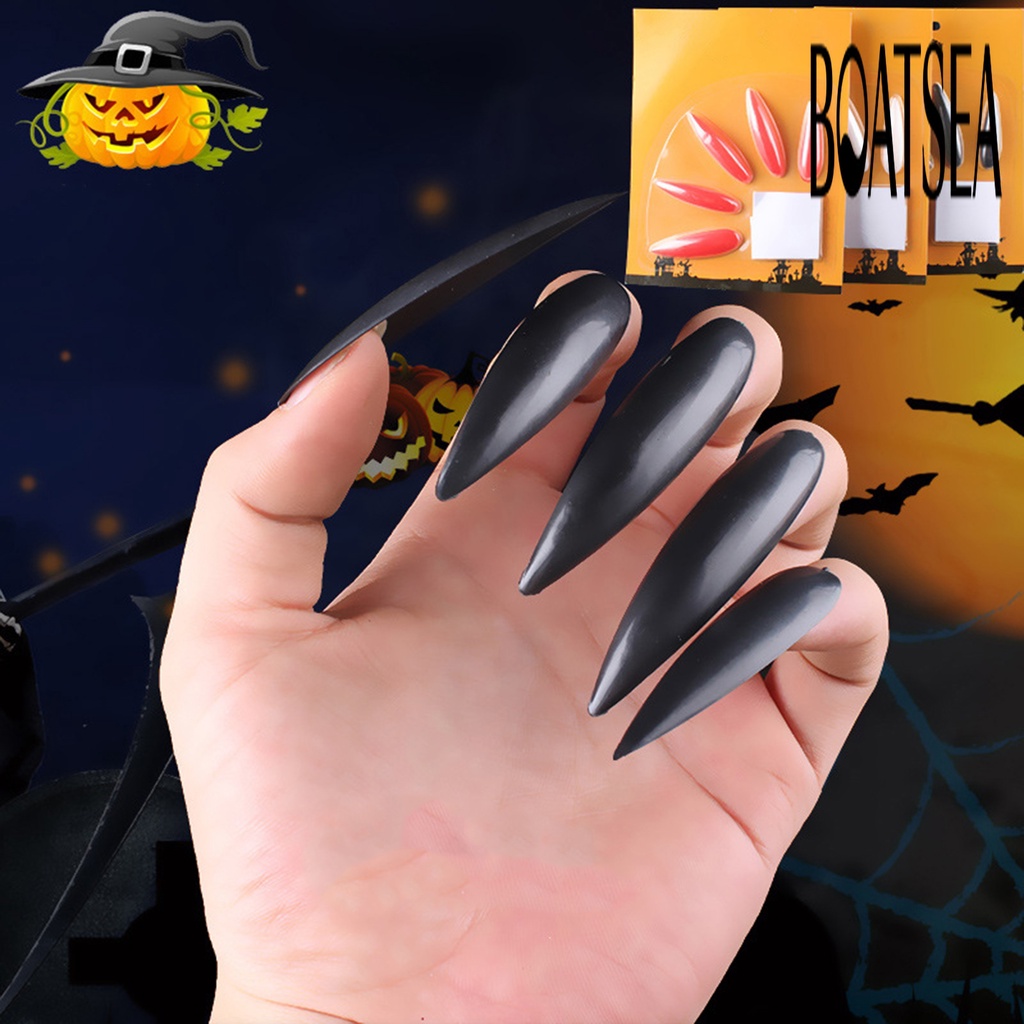 Boatsea 10Pcs Witch Nails Extra Long High Gloss Full Cover Sharp DIY