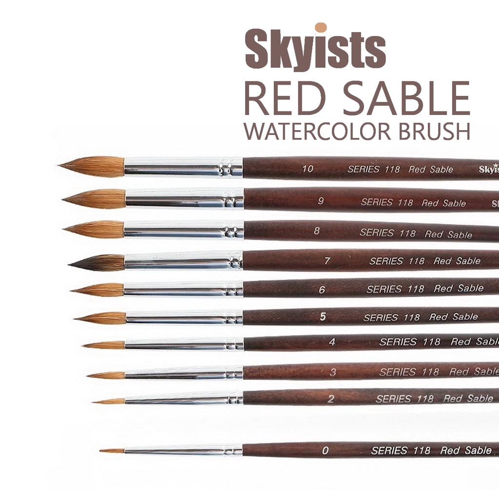 Red SABLE Watercolor Brush Skyists Series 118 for Watercolor and