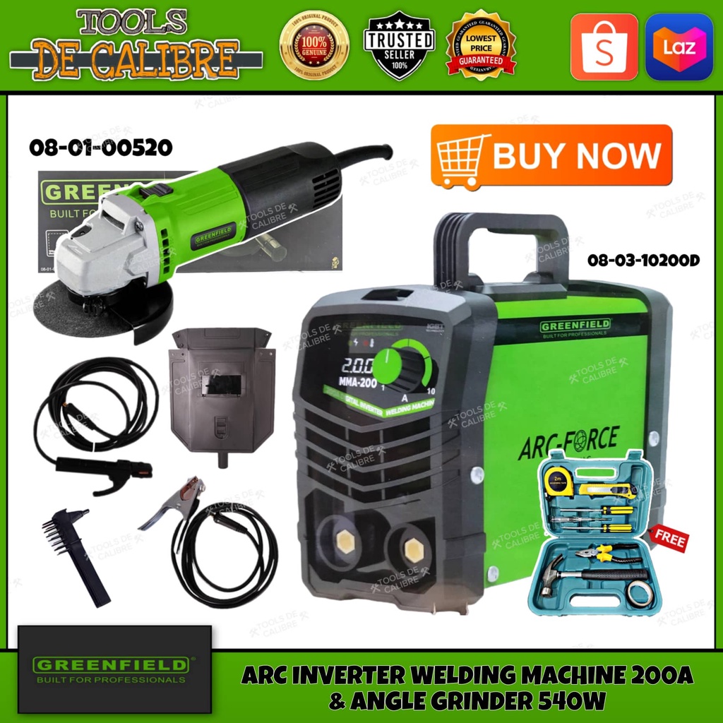 GREENFIELD ARC 200A Inverter Welding Machine 080310200D & Angle