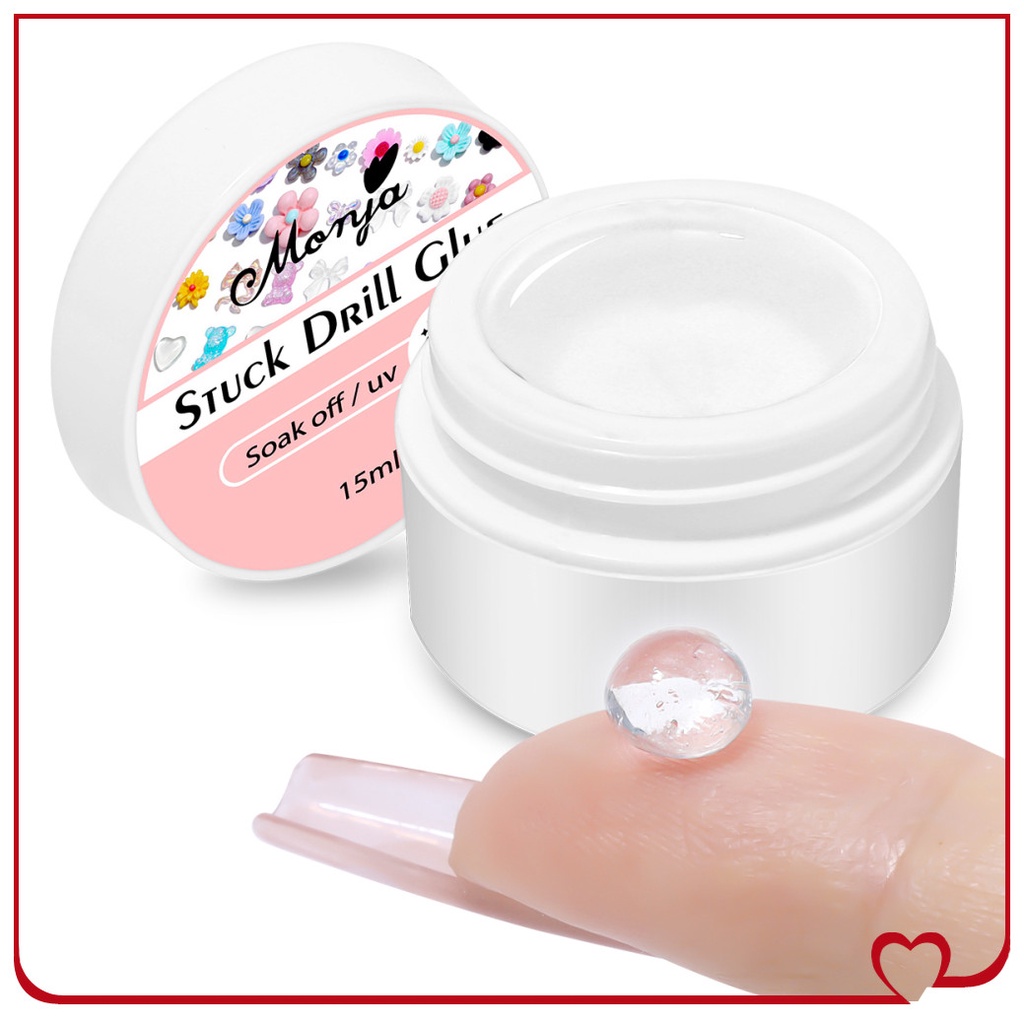 MONJA 15ML Solid Nail Tip Gel Press On Nail Extension White Clear Glue