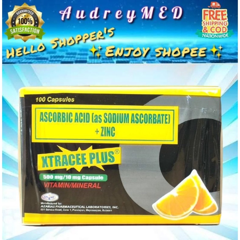 Xtracee Plus SODIUM ASCORBATE + ZINC SULFATE 100 Capsules Shopee