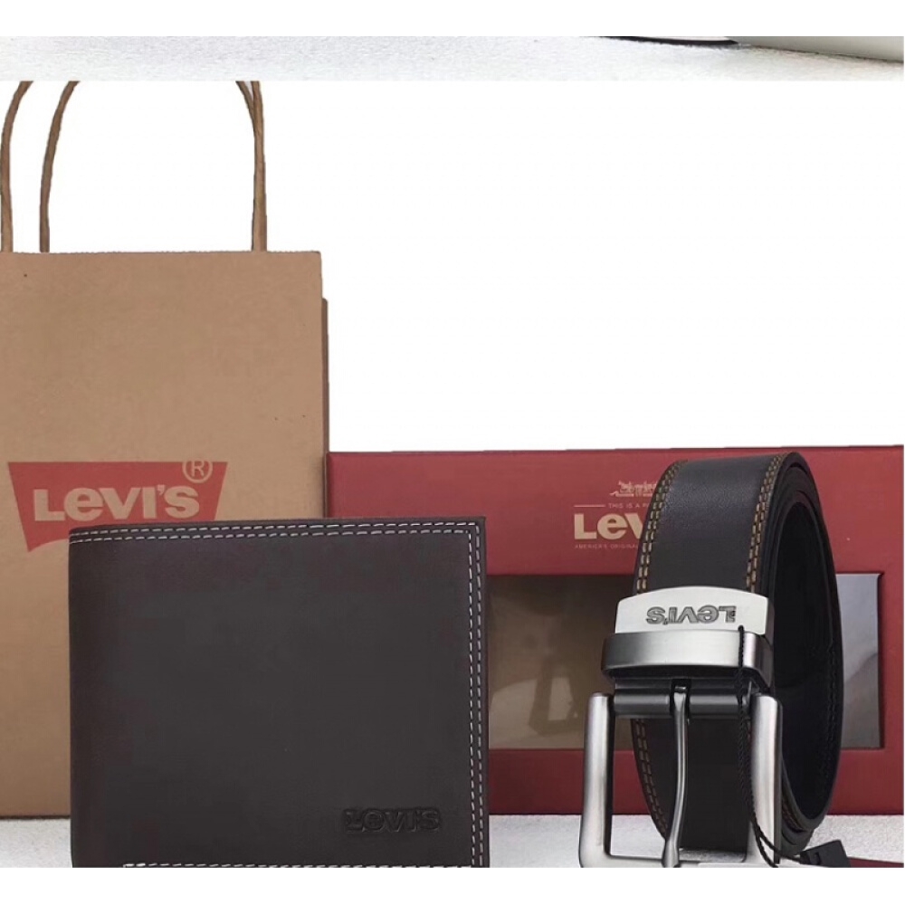 Levi's Men's belt & wallet gift set business Waistband pin buckle