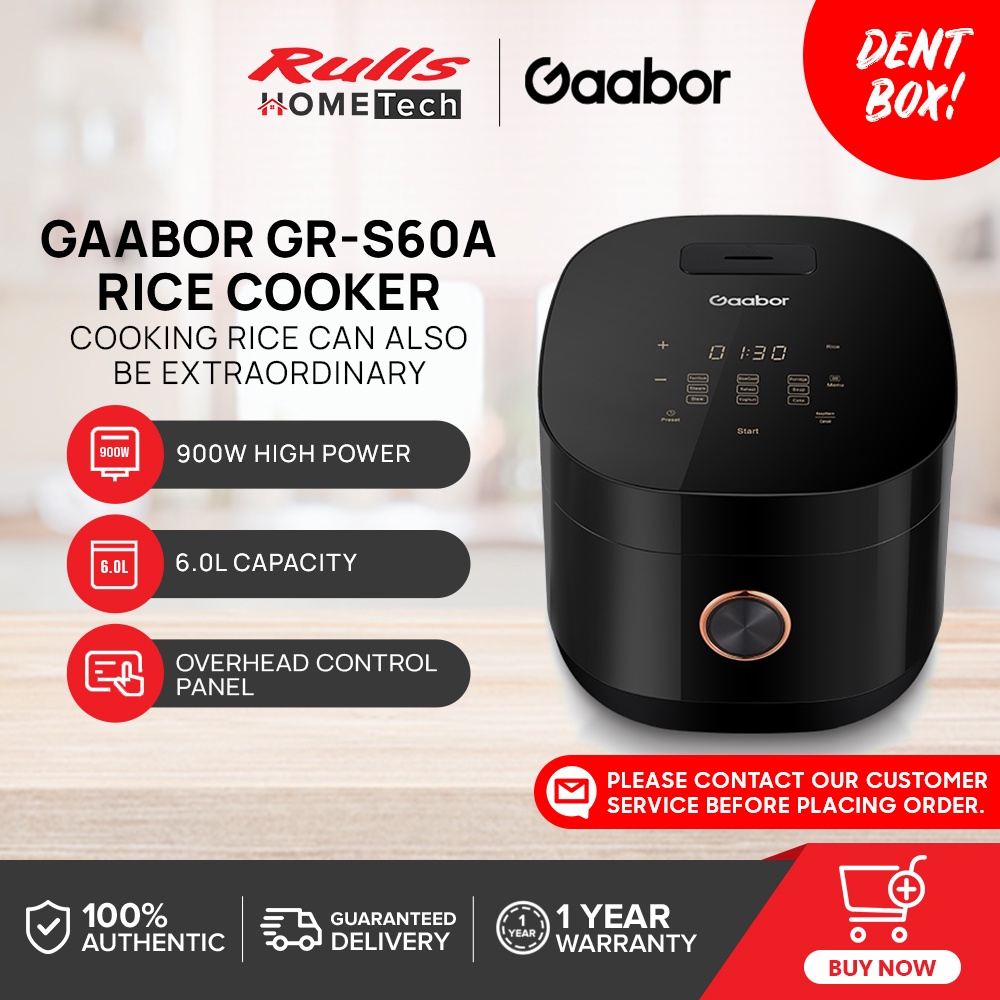 Gaabor GRS60A Rice Cooker 6L Capacity Touch Control Preset Timer
