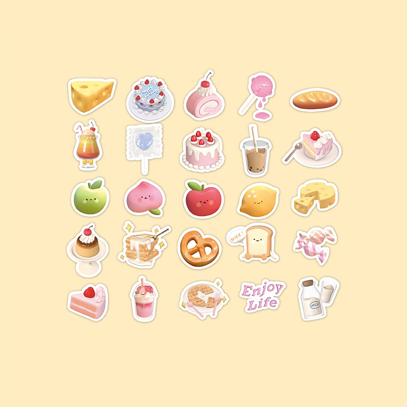 Flowertree 50 Pcs Marshmallow Animal Stickers Journal Scrapbook Decor