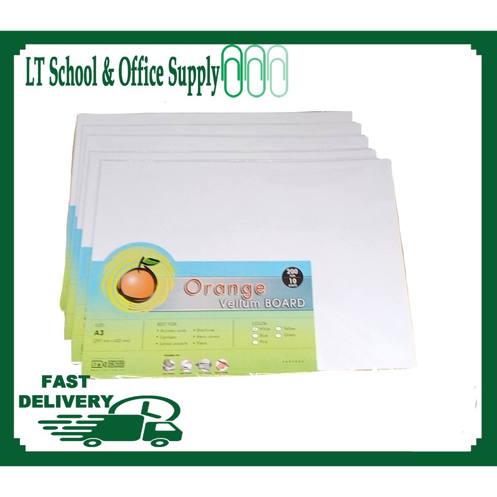 Orange Vellum Board Specialty Board 200gsm size A3 (297mm x 420mm) 10's Shopee Philippines