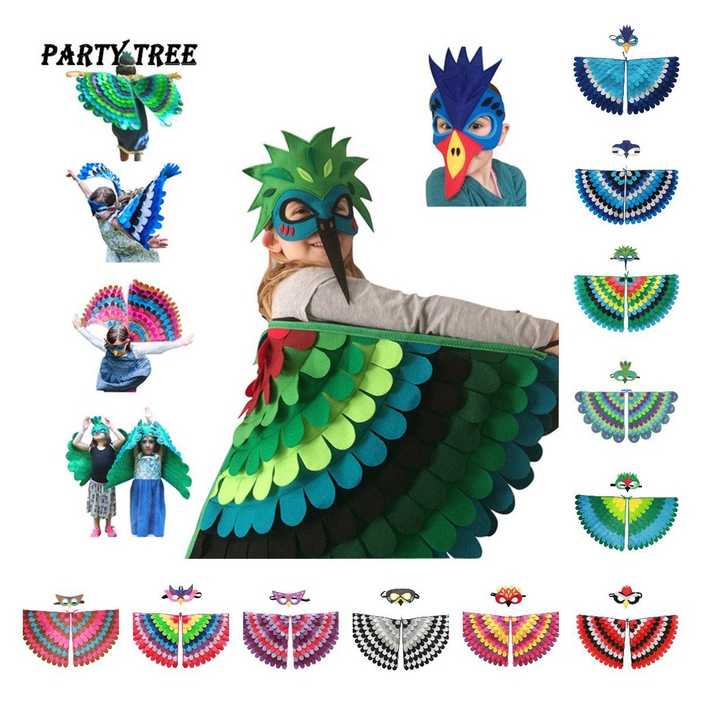 Kids Animal Costume Birds Felt Wings With Mask Cosplay Halloween