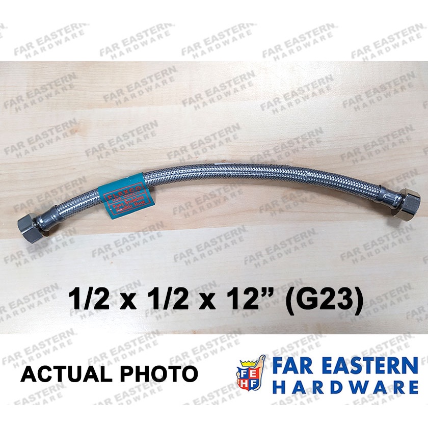 FLEXCO Flexible Hose w/ Nut for Lavatory Stainless Steel 1/2" x 1/2