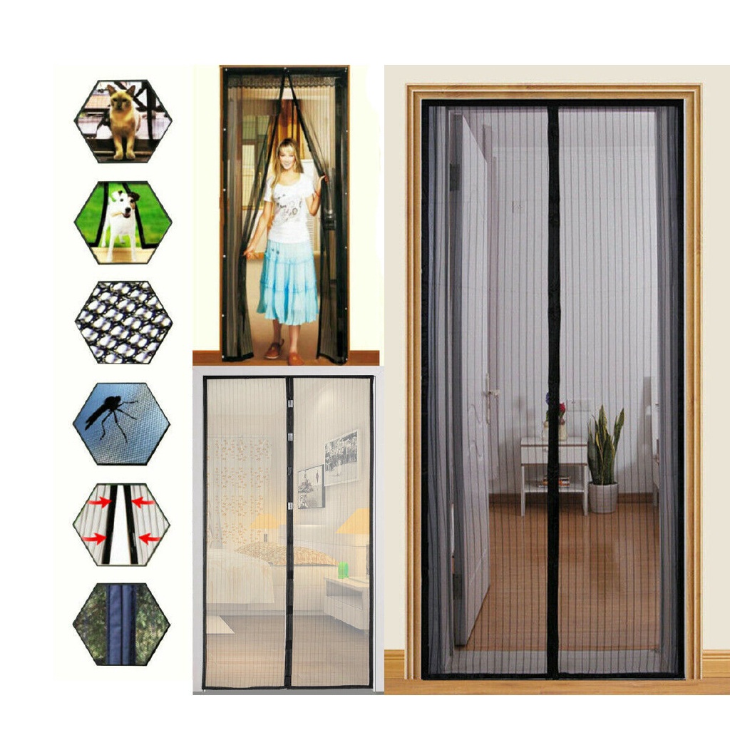 JLQ Black 100*210cm Soft Screen Door Anti Mosquito Fly Mesh