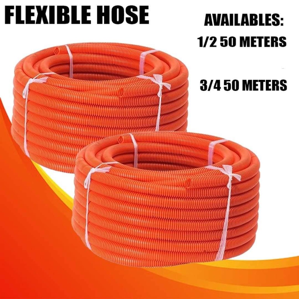 Flexible Hose 1/2" 3/4" (50 meters per roll) Orange Conduit Flexible
